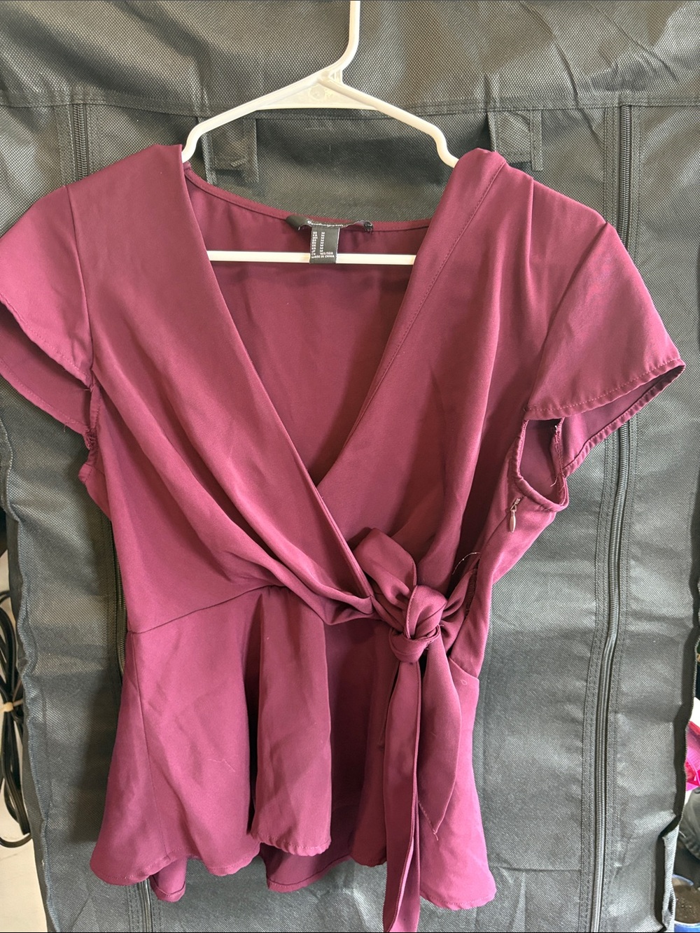 Forever 21 Berry Wrap Tie Blouse